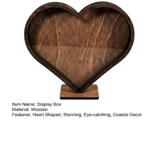 Holz-Herzförmige Muschelglas-Displaybox Küsten-Displayrahmen für Muscheln Sand Strandurlaub Tischdekoration Andenken Geschenk für Strandliebhaber