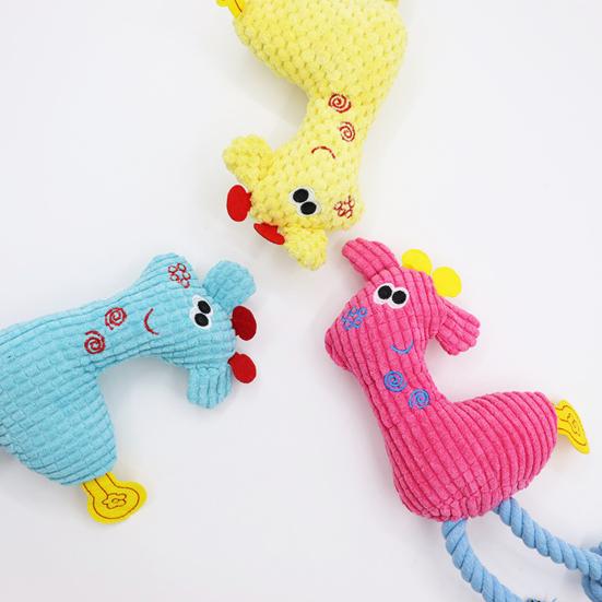 Plush Deer Dog Toy Squeaky Stuffed Animal Dog Chew Toy Interactive Rope Knot Tug-of-War Toy for Dogs Teeth Cleaning Boredom Relief