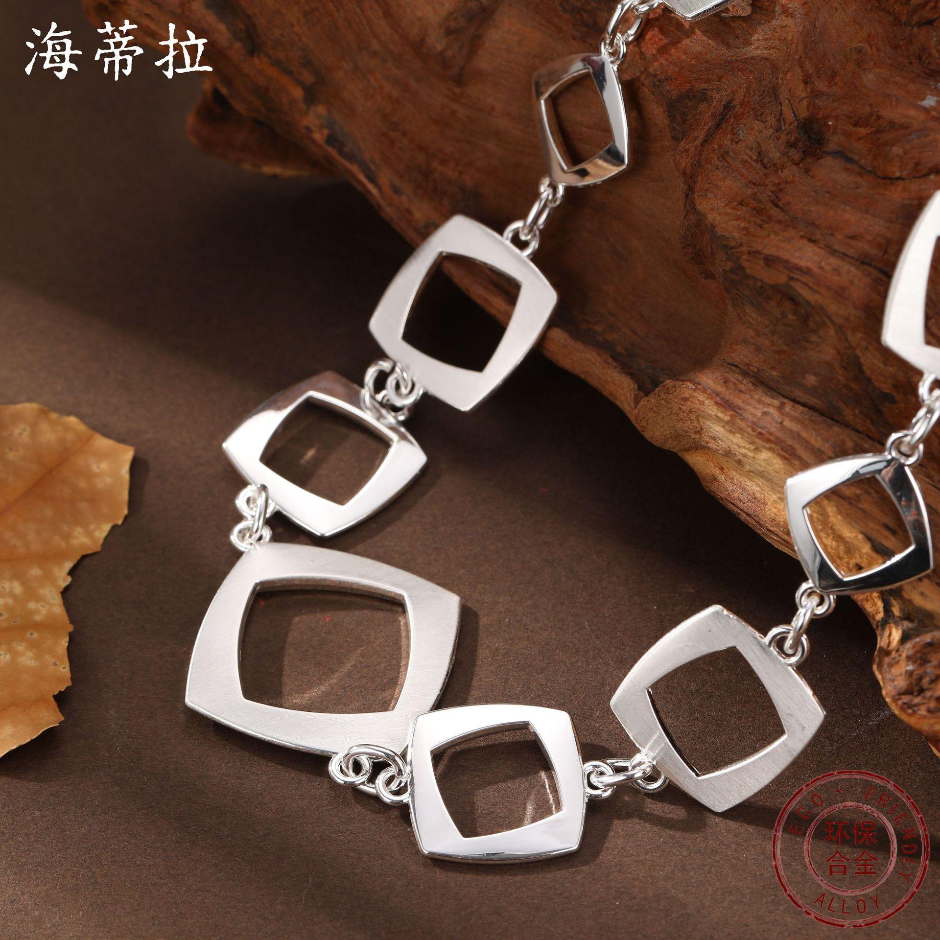 

New Irregular Hollow Geometric Square Necklace Women s Premium Sense Hollow Brushed Square Necklace