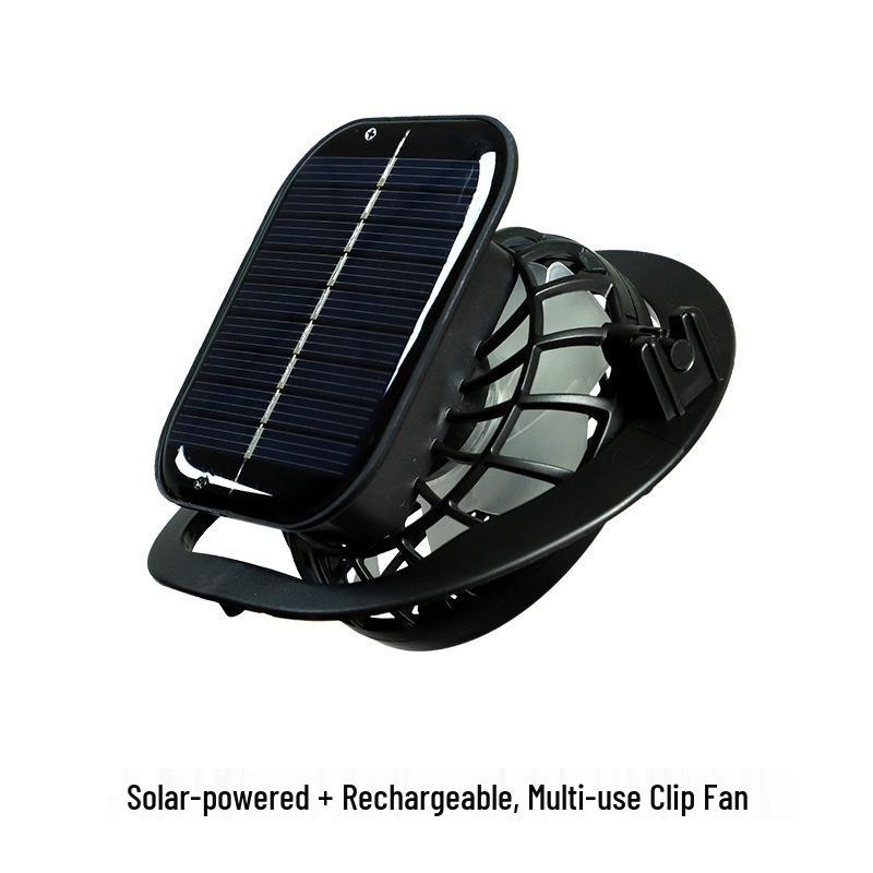 

USB Rechargeable Solar Fan with Strong Wind for Outdoor Cooling, Handheld and Portable 300mAh - Square, Stand, USB Cable