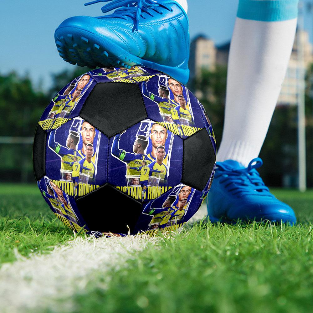 1 pièce Cristiano Ronaldo taille 5 ballon de football PrahaBallon de Football Indoor Coloré Tous Âges Cousu à la Machine PVC Prêt pour la Compétition Durable Haut Rebond