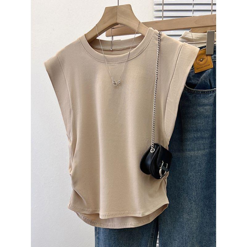 Stylish Flying Sleeve T-Shirt Summer New Arrival Women's Clothing French Chic Short Sleeve T-shirt Super Popular Waistcoat Half Sleeve Basic Style