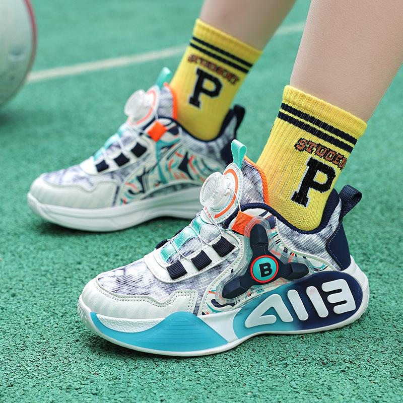 Children's Basketball Shoes Sports Shoes 2025 New Boys' Shoes Leather Surface Breathable Warm Non-slip Shoes Comfortable and Versatile