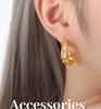 Simple Lightweight Non-fading Geometric Stud Earrings Plated with Real Gold, Fashionable Titanium Steel Jewelry for Women