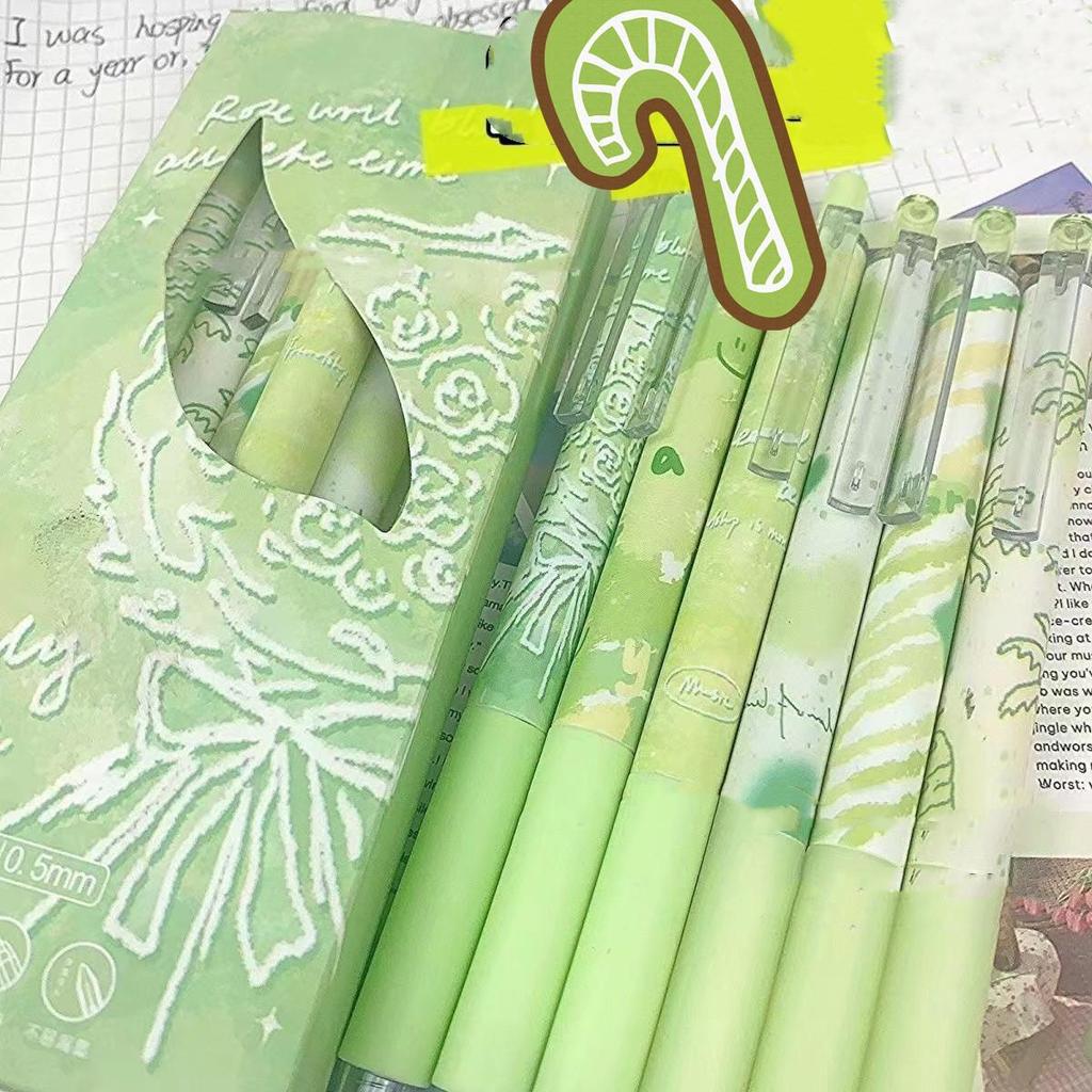 6 pz/set Penna Gel Cancellabile per Bambini Kawaii Cartone Animato Coniglio Orso Stile Penna Gel Cancelleria 0.5mm Colore Blu Penna da Scrittura Cancellabile