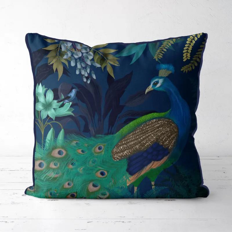 Helenal Unisex Vikama Peacock Cushion Cover Tropical Jungle Floral Print Living Room Sofa Soft Pillow Cover Car Bedroom Home Decor