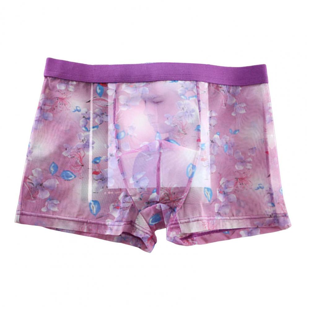 Men Boxer Sheer Mesh Boxer for Men Sexy Transparent Underwear Ultra-thin See Through Boxershorts Stretchy Net Yarn Pants