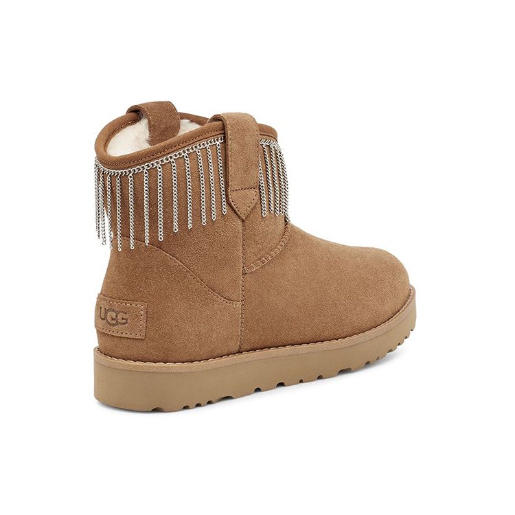 UGG Klassische Mini Fransen Warme und Bequeme Schneestiefel Damenstiefel Braun 1127454-CHE