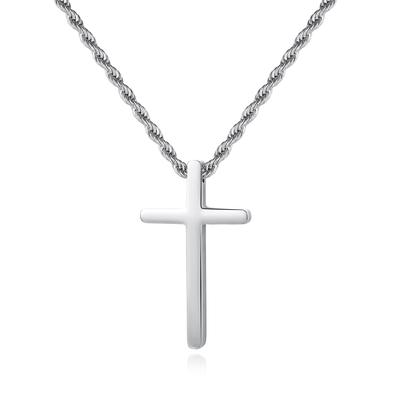 GAVU Christian Stainless Steel Silver Cross Necklace for Men