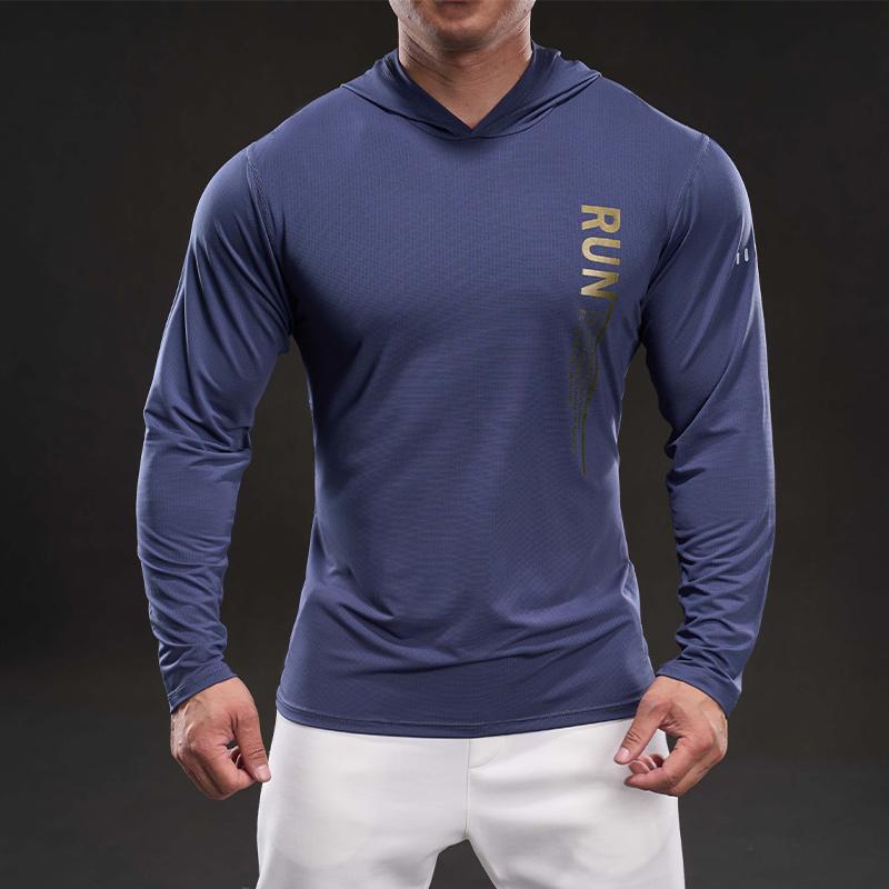 70222 New Quick-dry Ice Silk Long-sleeved Men's Casual Sports Elastic Fitness Outdoor T-shirt Top