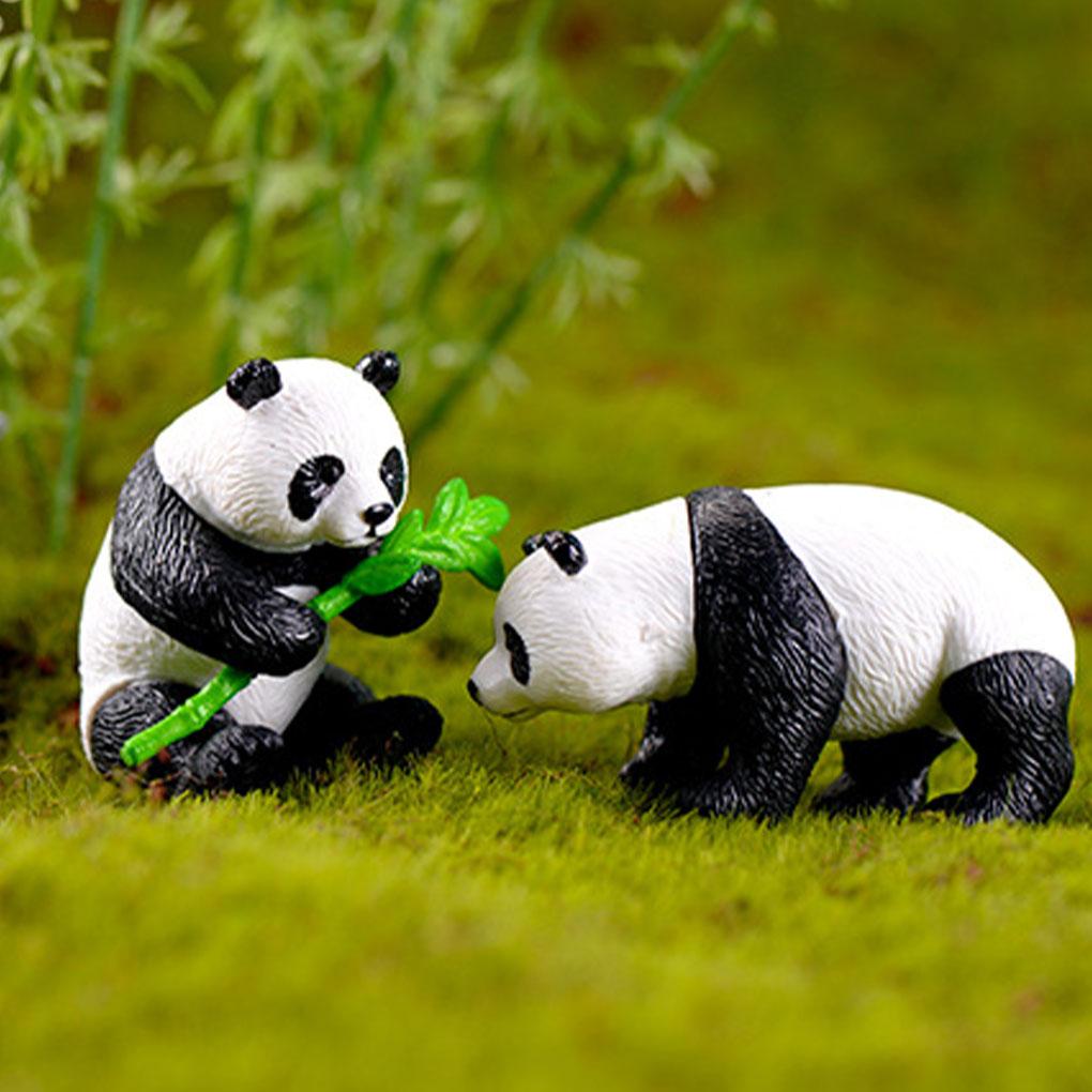4Pcs Panda Decoration Figurine Cutely Ornaments Animal Accessory Landscape Simulation Miniatures Micro Garden Gift