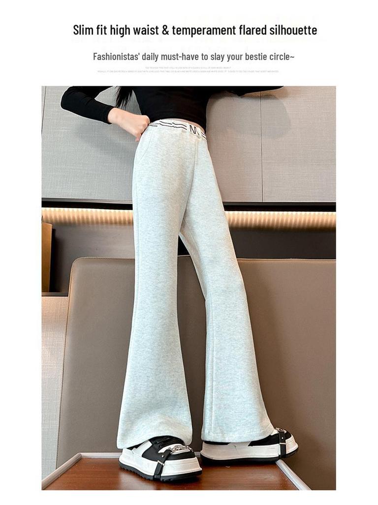 Girls' Flared Fleece-Lined Pants - Spring/Autumn 2025 Fashion for Middle & Big Kids