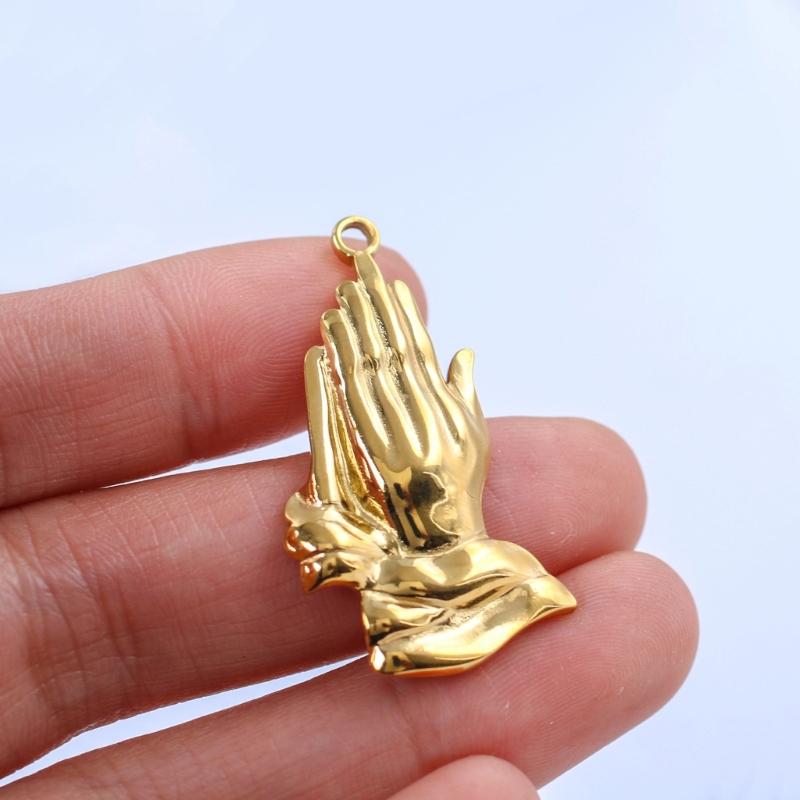 3Pcs Stainless Steel Faith Charm Praying Hand Pendants for Necklaces Bracelets Earrings Jewelry Making Accessories