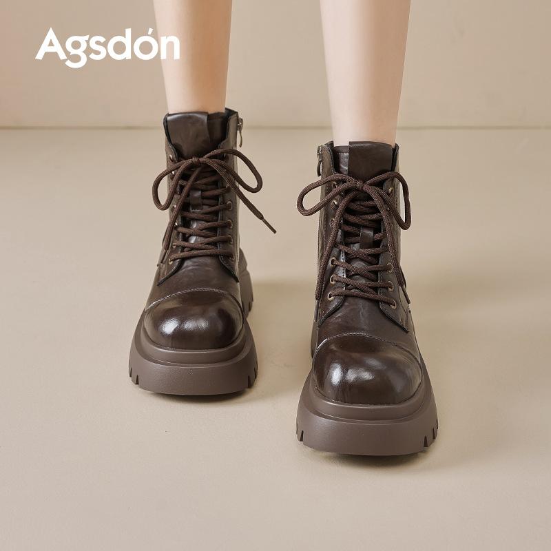 Augustine brown Martin boots women's 2025 new autumn platform retro British style Maillard locomotive short boots