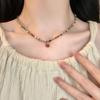 Vibrant Natural Stone Beaded Layered Necklace with Retro Pendant Choker Design for Women
