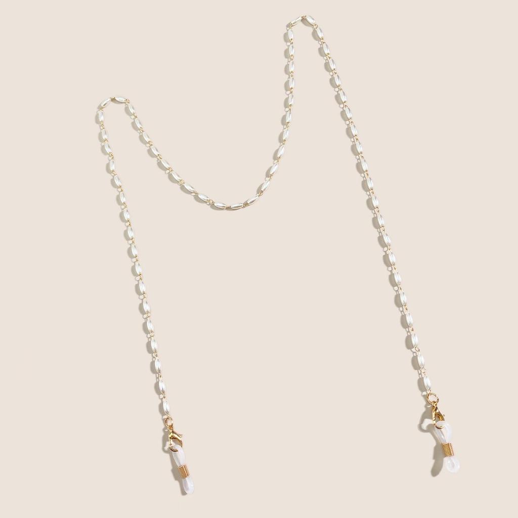 Dámský přeshraniční módní kovový měděný náhrdelník s řetízkem z rýžových zrn a šňůrka na brýle/masku