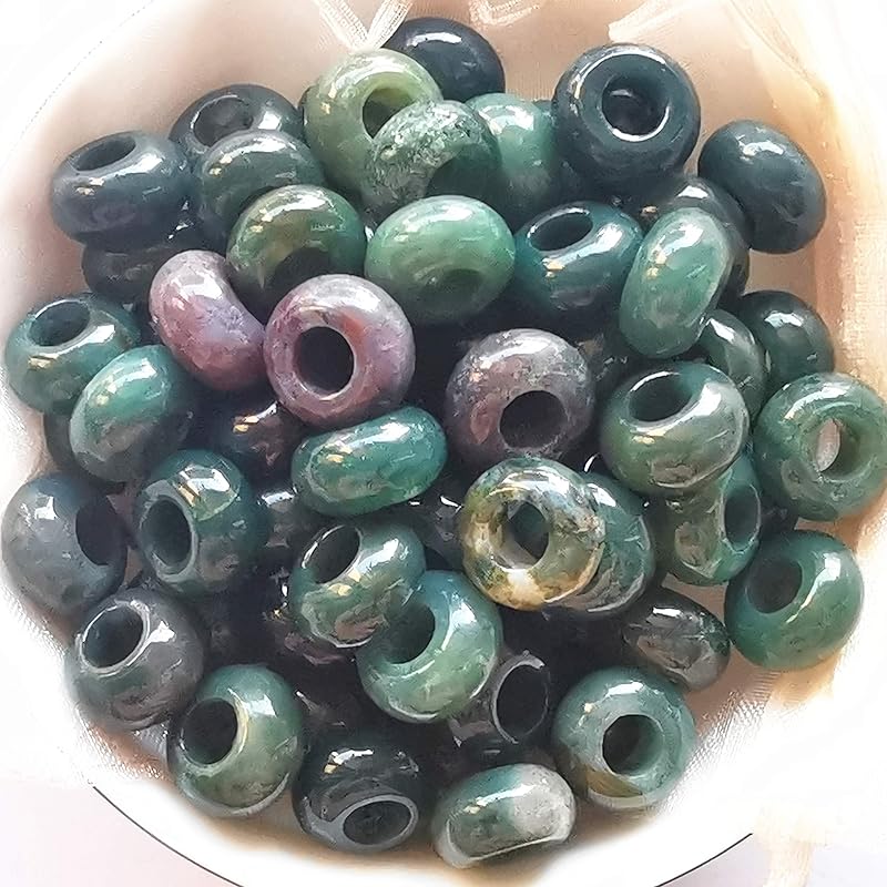 15 Pcs Natural Moonstone Large HoleLoose Stone Rondelle Beads Crystals and Healing Stones,6mm DIY-Jewelry Makings