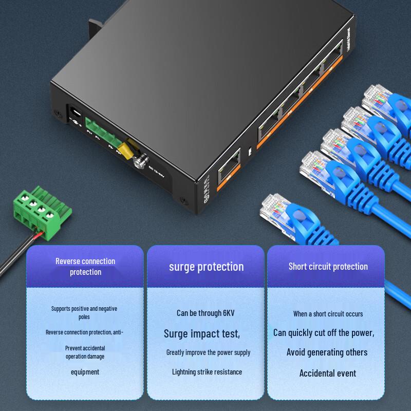 ZK-Optoelectronics Industrial Gigabit 5-Port Fiber Optic Ethernet Transceiver