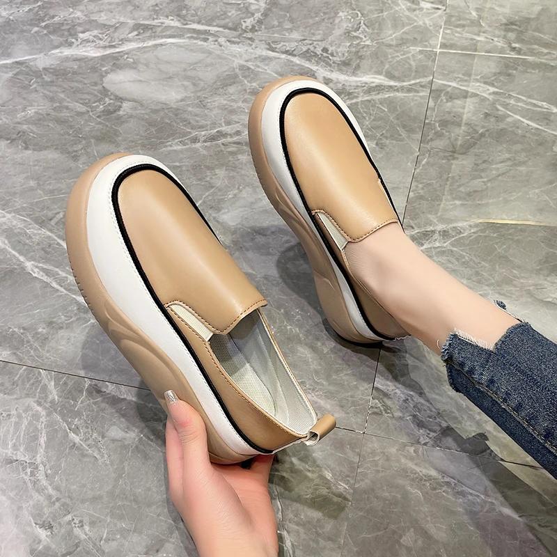 New Thick Sole Sneakers Women's Sports Casual Running Woman Spring Autumn Designer Flats Light Shoes Round Head Loafer