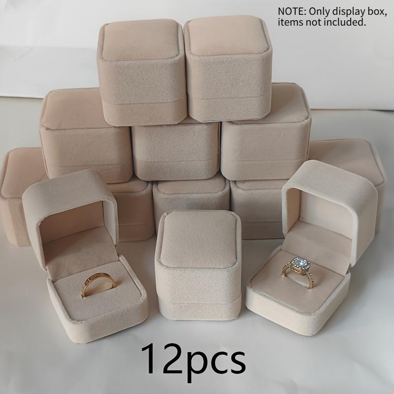 

12pc Apricot Velvet Jewelry Ring Box Non-Stick Dust Jewelry Case Wedding Valentine s Day Christmas Earring Pendant Packaging Box