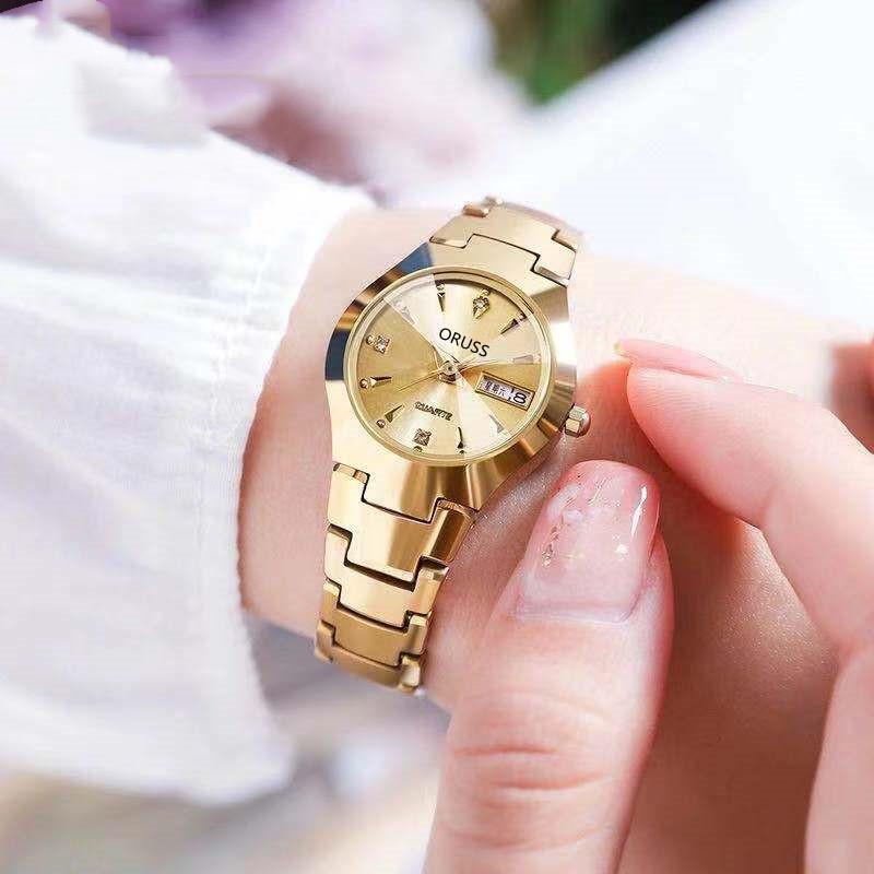 Watch Girls Fashion Trend Waterproof Luminous Simple Temperament Steel Belt Double Calendar Quartz Watch Women
