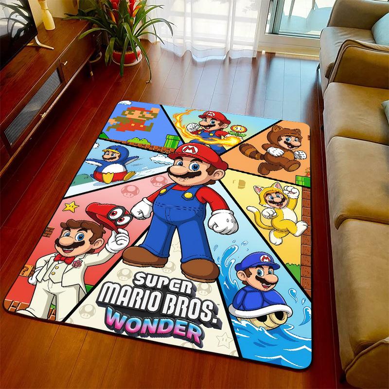 Super Mario Theme Carpet Rug Floor Mat Soft Surface Non Slip Base for Living Room Bedroom -QJY