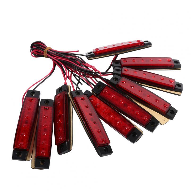 10 st lastbilsbil 6 LED sidomarkeringsindikator bak frigångsljus med skruvar
