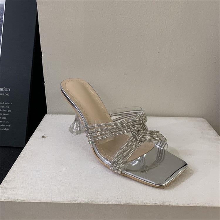 

Знаменитость стразы сексуальные шлепанцы на одно слово лето фея с открытым носком шпильки крутые шлепанцы темперамент с юбкой сандалии 43