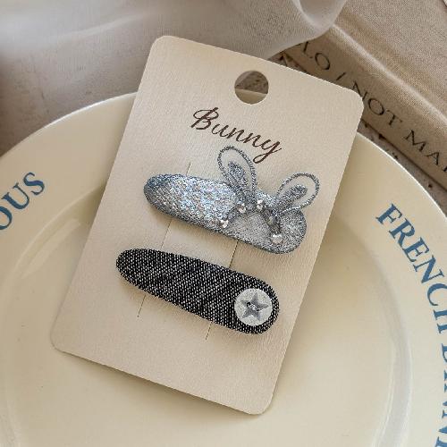 Hand-made Sweet and Cool Black and Silver Children's Hairpin Temperament High-end Sense of Girl Bangs Hairpin Head Accessories Hair Accessories