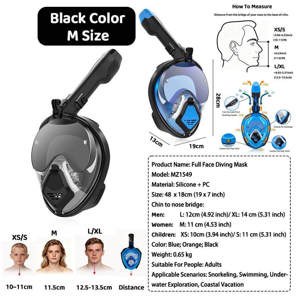 JUNHAIINS Full Face Snorkel Mask Scuba Diving Mask for Adult Goggles Underwater 180° View Transparent Swimming Sunshade Lens