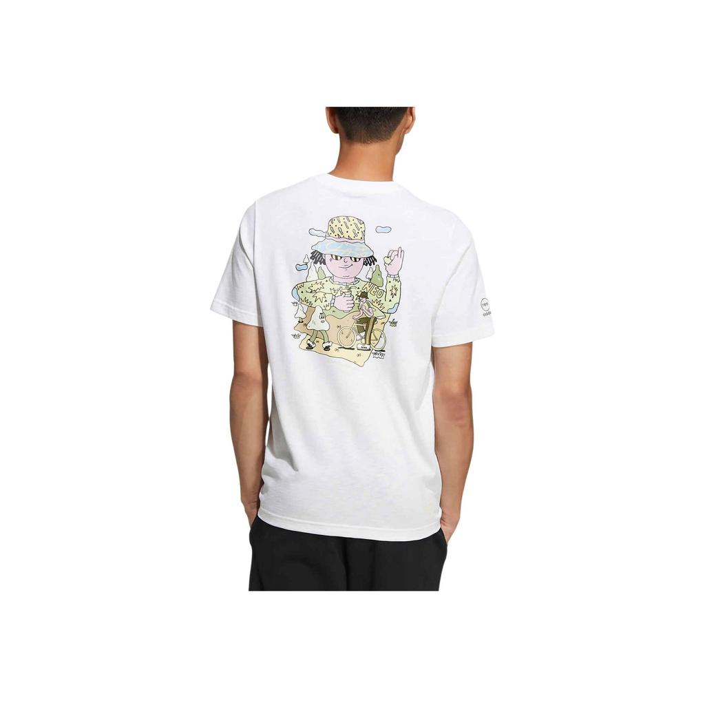 Adidas Neo Cartoon Print Crew Neck Sport T-Shirt Unisex Tops White HC9741