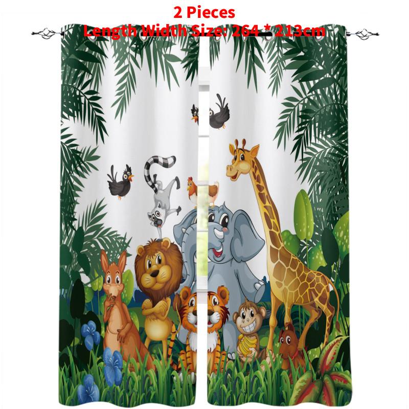 Zoo Curtain Forest Cartoon Children 3d Digital Printing Lightblocking Curtain