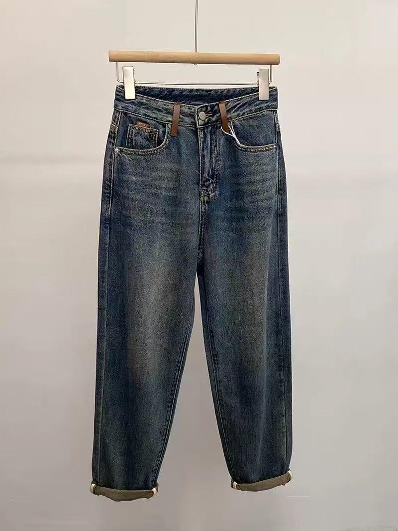 

Женские джинсы галифе с высокой талией, облегающие, весна и осень 2024 - Ретро, универсальные брюки-морковки Small синий