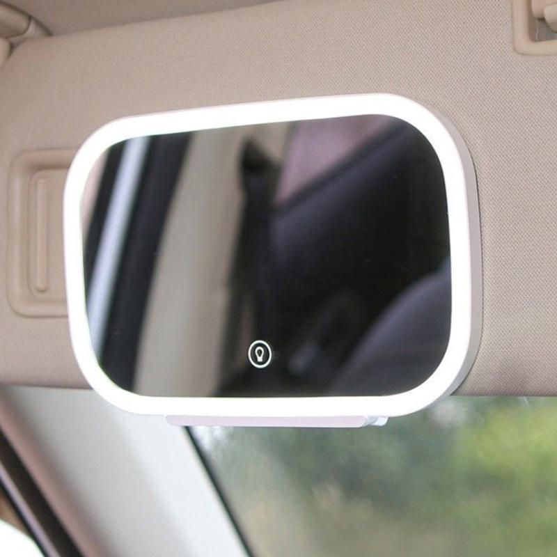 

Мини Зеркала для Макияжа Салона Автомобиля Пластина Солнцезащитного Козырька Светодиодное Зеркало для Девушек Женщин Перезаряжаемый Заполняющий Свет Универсальное Зеркало для Макияжа белый