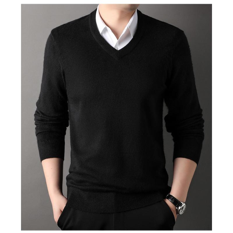 Men S Winter Thick V Neck Long Sleeve Pullover Knit Sweater