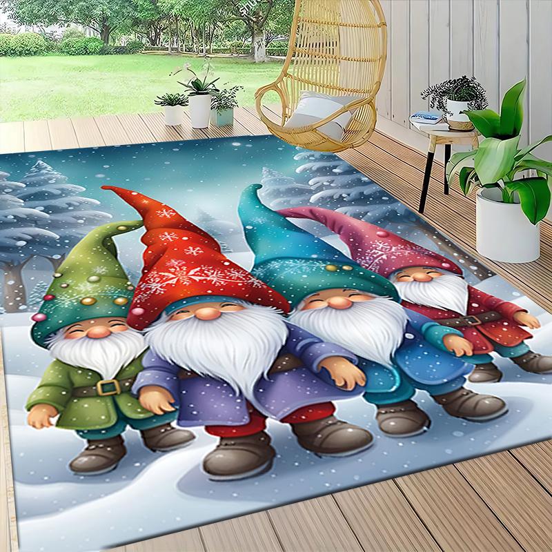 1Pc Christmas Gnome Parade Carpet Rug Soft Washable Antislip Home Living Room Sofa Mats Personalized Christmas Rug