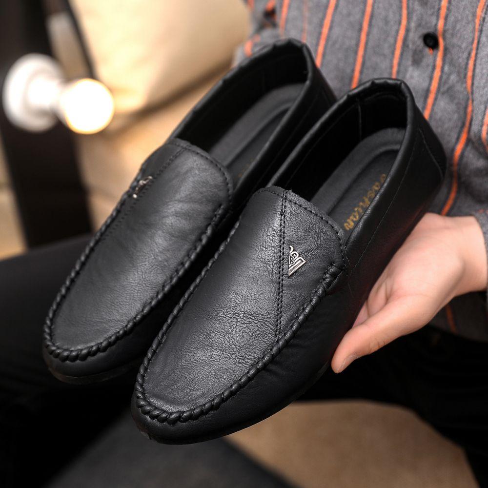 Fashion Moccasin Black Lightweight Male Casual Shoe Size 44 Common High Quality Fashion In Promotion Summer Sale New Men's Leather Shoes