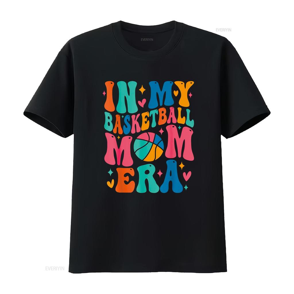 Groovy In My Basketball Mom Era Mama Mother T Shirt Vintage Washed Graphic Comfortable Top For Everyday Wear Stylish Unisex