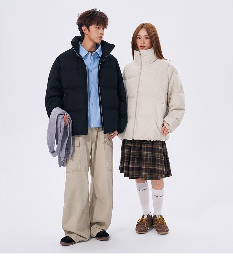 Winter Color Block Two-Piece Patchwork Puffer Jacket - Thick, Warm, Casual Cotton for Couples