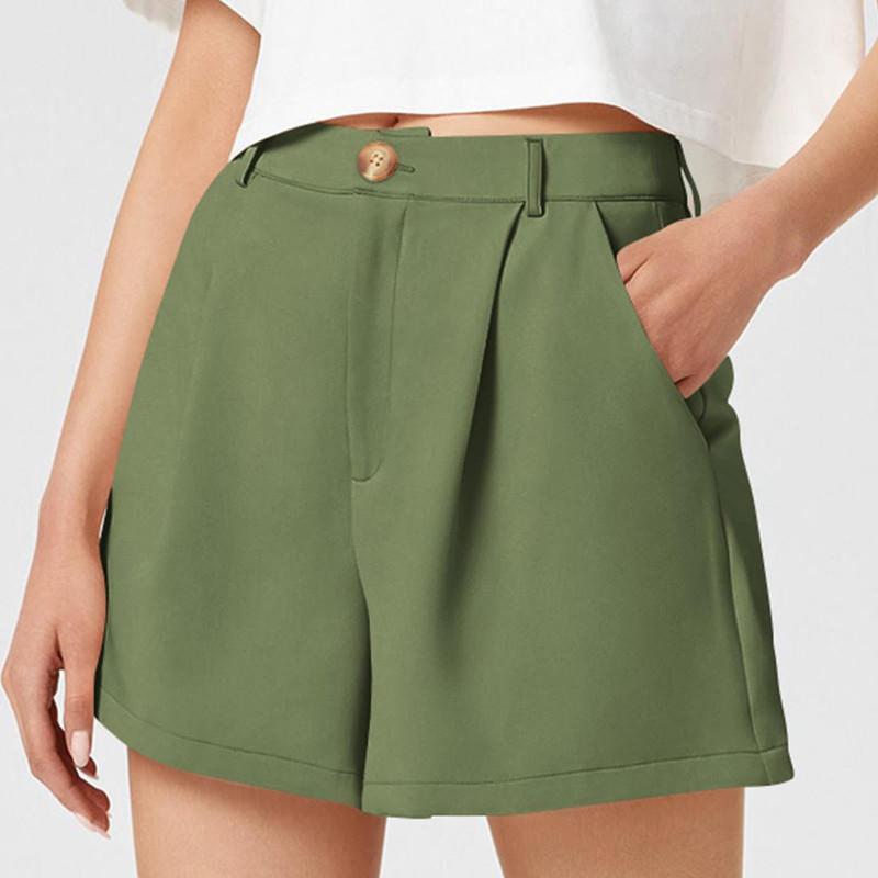 Pantaloni scurți pentru dama Pantaloni scurți casual cu talie înaltă, cu buzunare