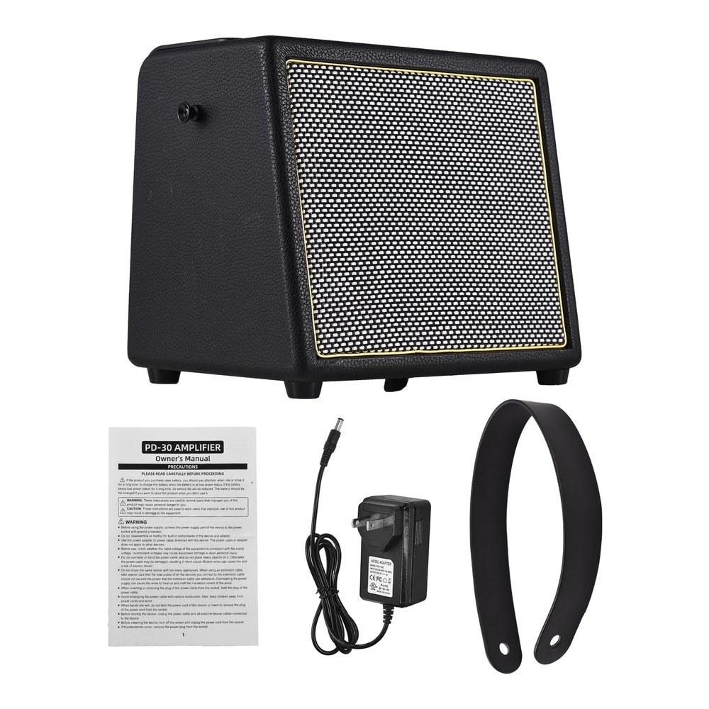 Rowin 30W Electric Guitar Amplifier Portable Rechargeable Acoustic Amp BT Reverb Chorus Effects Microphone Input Aux Headphone Jack Home Practice