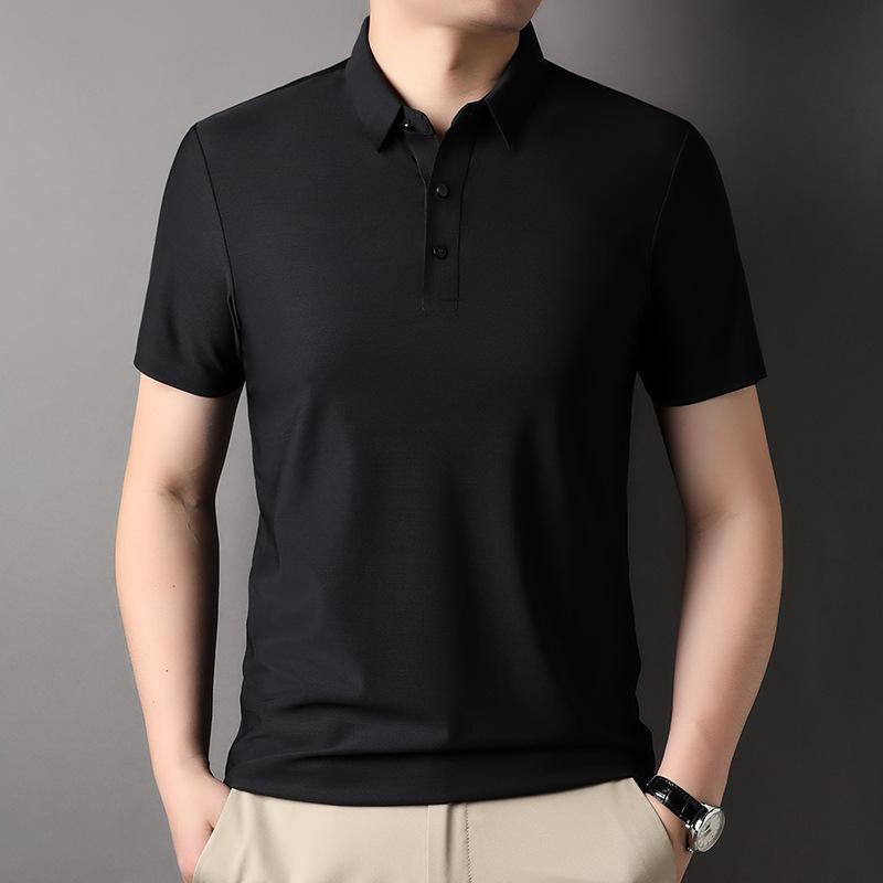 Summer New Korean Style Men's Short-sleeved Fashion Bottoming Shirt Lapel Pullover Business Loose Casual T-shirt