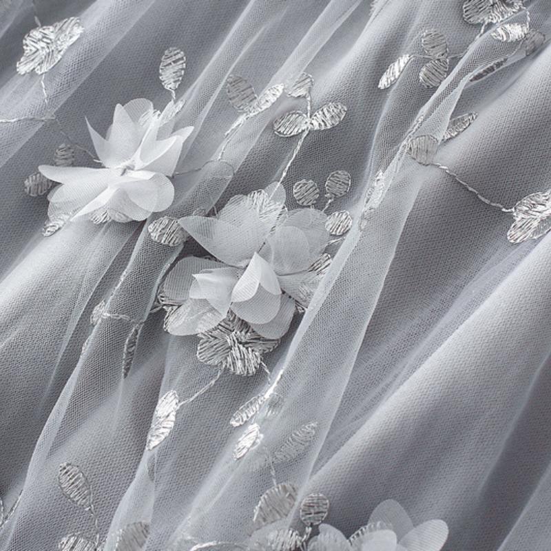 Jupes de luxe pour femmes, style coréen, mode, taille élastique, appliques, broderie, jupe en maille florale, longue jupe de bal en gaze