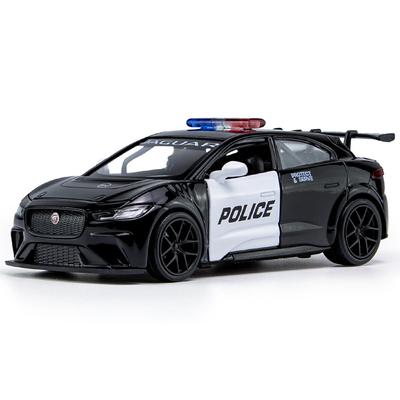 1/32 Jaguar I PACE E-Trophy Racing Polizei Automodell aus Legierung Druckguss & Spielzeug Polizeifahrzeuge aus Metall Automodell Simulation Ton Licht Geschenk