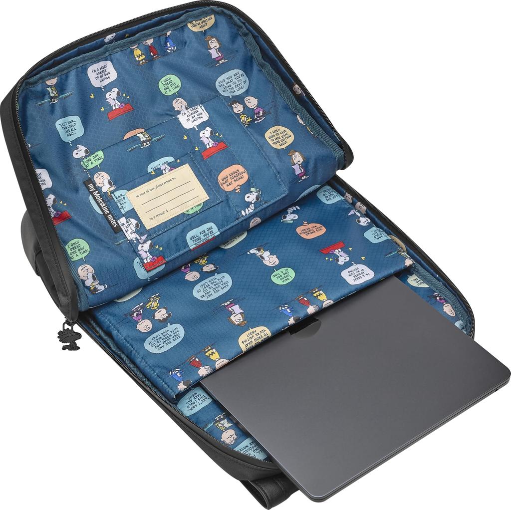 Moleskine Peanuts Metro Slim Backpack, Black, Fits 15-inch Laptop, ETLEPEMTBPBK