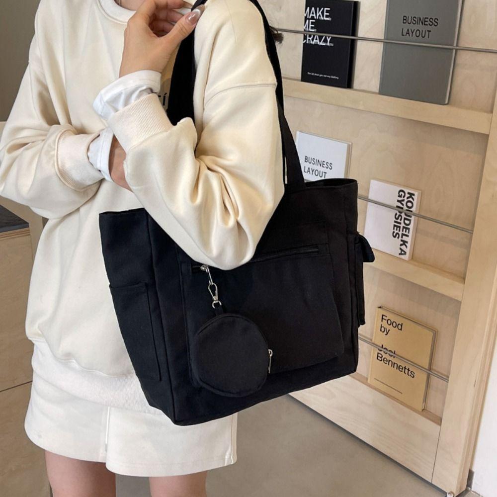 Simple Student Tote Bag Large Capacity Single-shoulder Bag Stylish Shopping Handbag Student Class