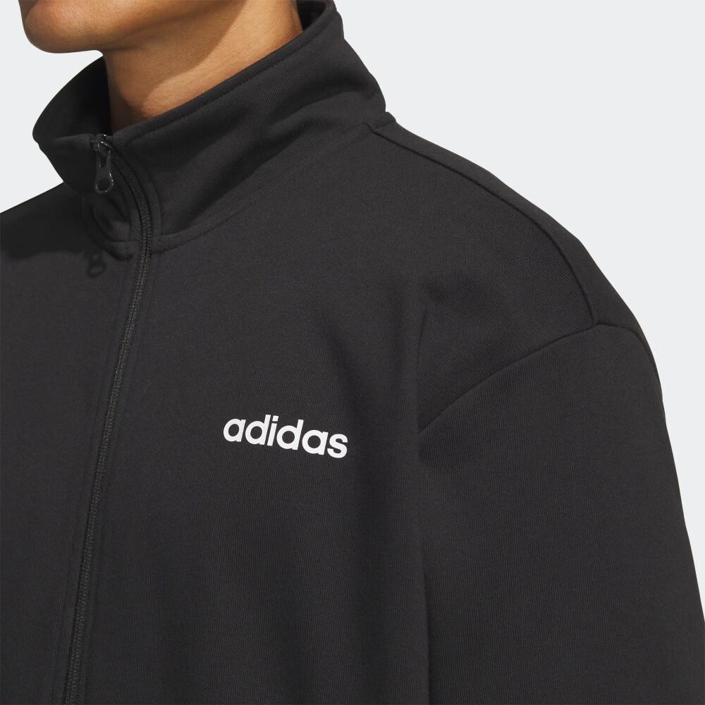 Adidas Solid Color Stand Collar Zip Casual Long Sleeve Jacket Men Jackets Black JJ0423