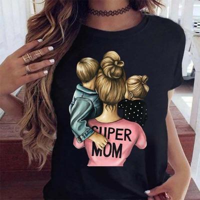 Maycaur Damen Cartoon Mama Mutter Junge Mädchen Druck Mutter Dame T-Shirts Casual Top T-Shirt Damen Damen Grafik Weiblich T-Shirt