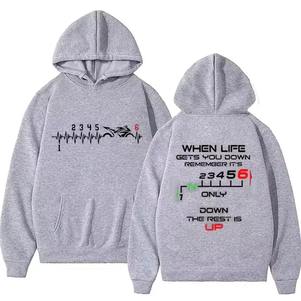 

1N23456 Biker Heartbeat Motorcycle Enthusiast Printed Men s Outdoor Casual Sports Warm Hoodie for Autumn and Winter S серый