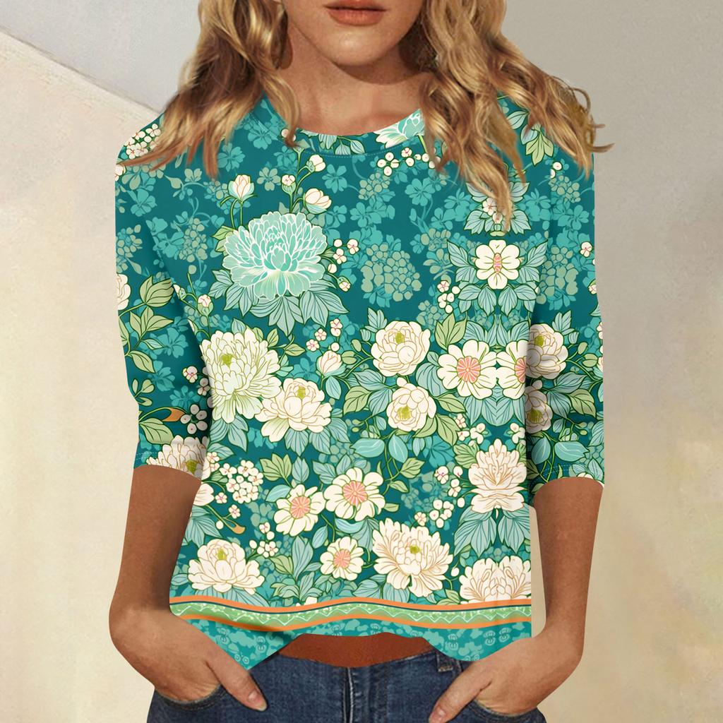 Damen 3/4-Ärmel Shirts Grafik-T-Shirts Shirts Lässige Basic-Tops Pullover